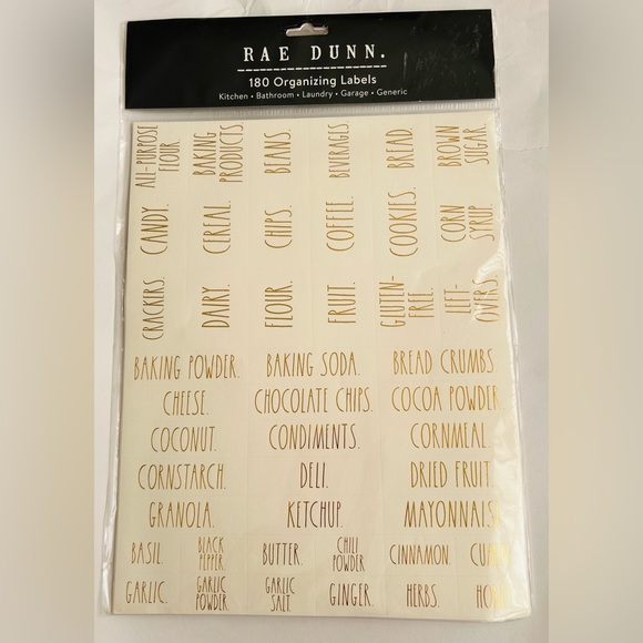 New Rae Dunn 180 Organizing Labels Gold Lettering on Ivory Labels Rae Dunn Font - Picture 3 of 13
